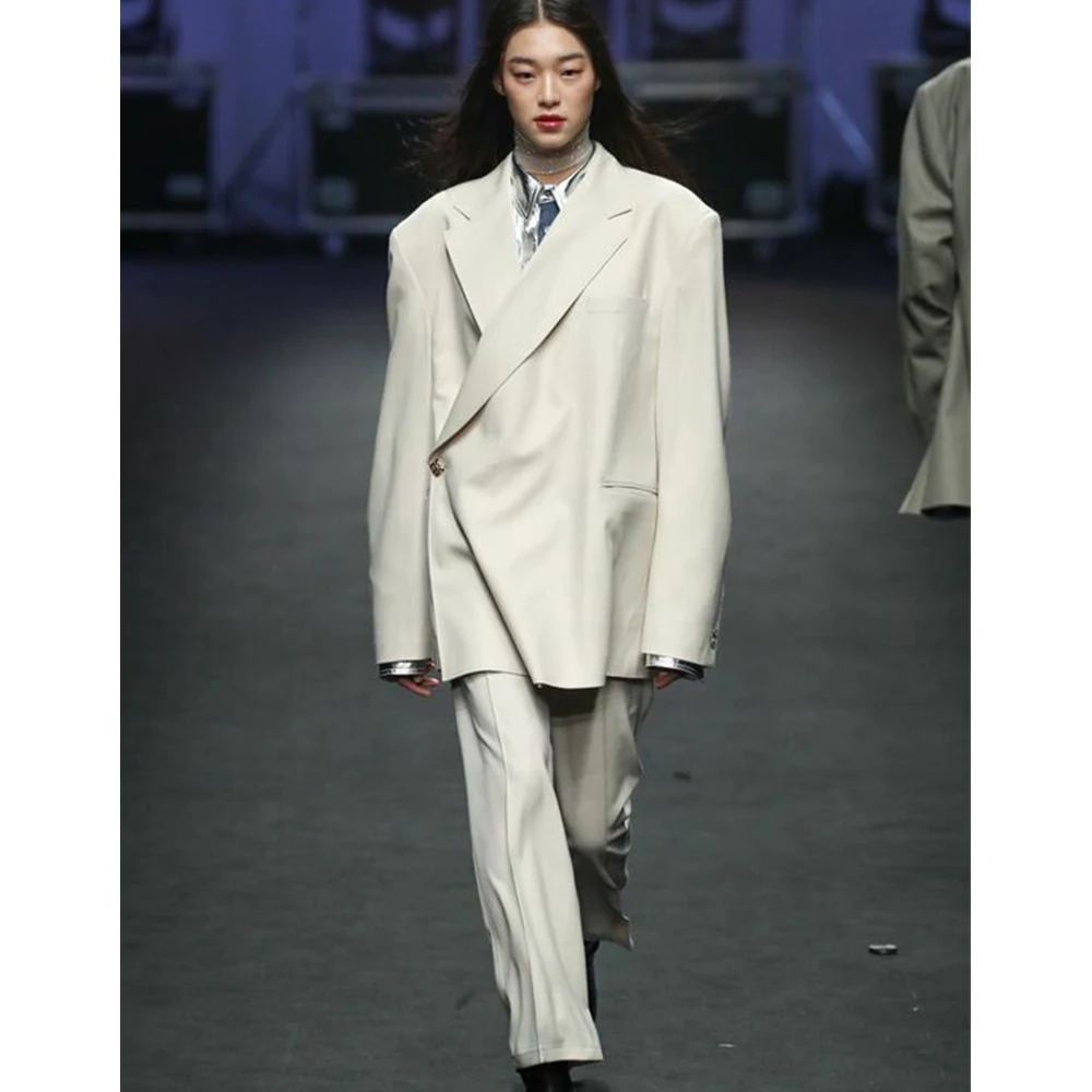 Simple Asymmetry Design Women's Single-Button Blazer&straight-Leg pants 2 Piece Set Notch Lapel Loose Female Office Casual
Simple Asymmetry Design Women's Single-Button Blazer&straight-Leg pants 2 Piece Set Notch Lapel Loose Female Office Casual