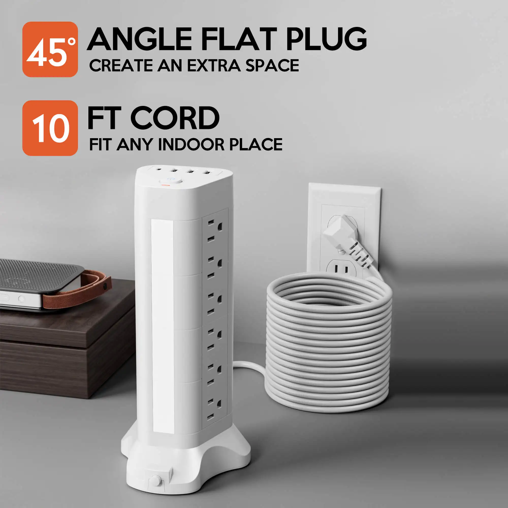 10ft Extension Cord with 18 Outlets & 4 USB Ports (3 USB-A & 1 USB-C), Surge Protector Power Strip Tower, 3 Color Temps Night Li
10ft Extension Cord with 18 Outlets & 4 USB Ports (3 USB-A & 1 USB-C), Surge Protector Power Strip Tower, 3 Color Temps Night Li