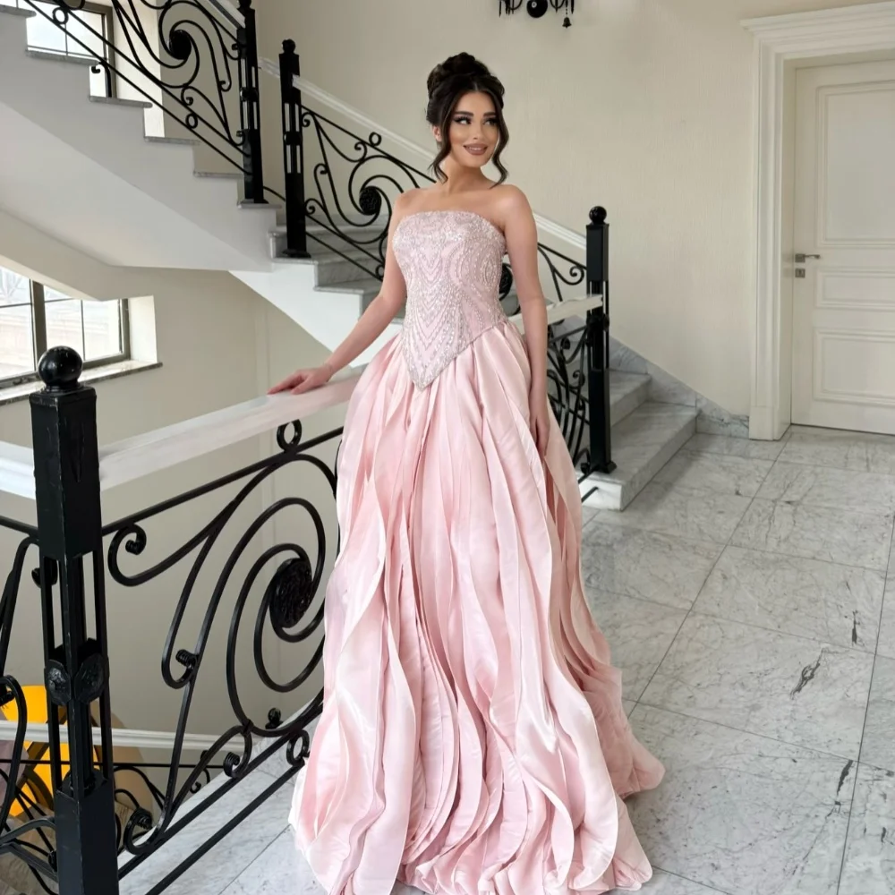 Customized Charming Luxury Pleat Ruched Beading Sequined Rhinestone A-line Strapless Floor-Length Evening Dresses for Woman
Customized Charming Luxury Pleat Ruched Beading Sequined Rhinestone A-line Strapless Floor-Length Evening Dresses for Woman