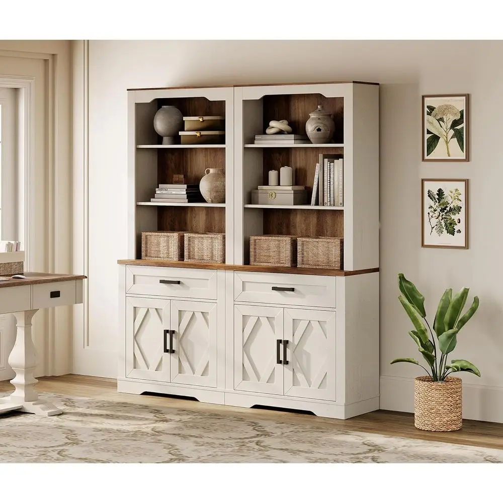5-Tier Barn Door Bookcase with Adjustable Shelves, 73.3 Tall and 63 Wide Antique White Storage Cabinet
5-Tier Barn Door Bookcase with Adjustable Shelves, 73.3 Tall and 63 Wide Antique White Storage Cabinet