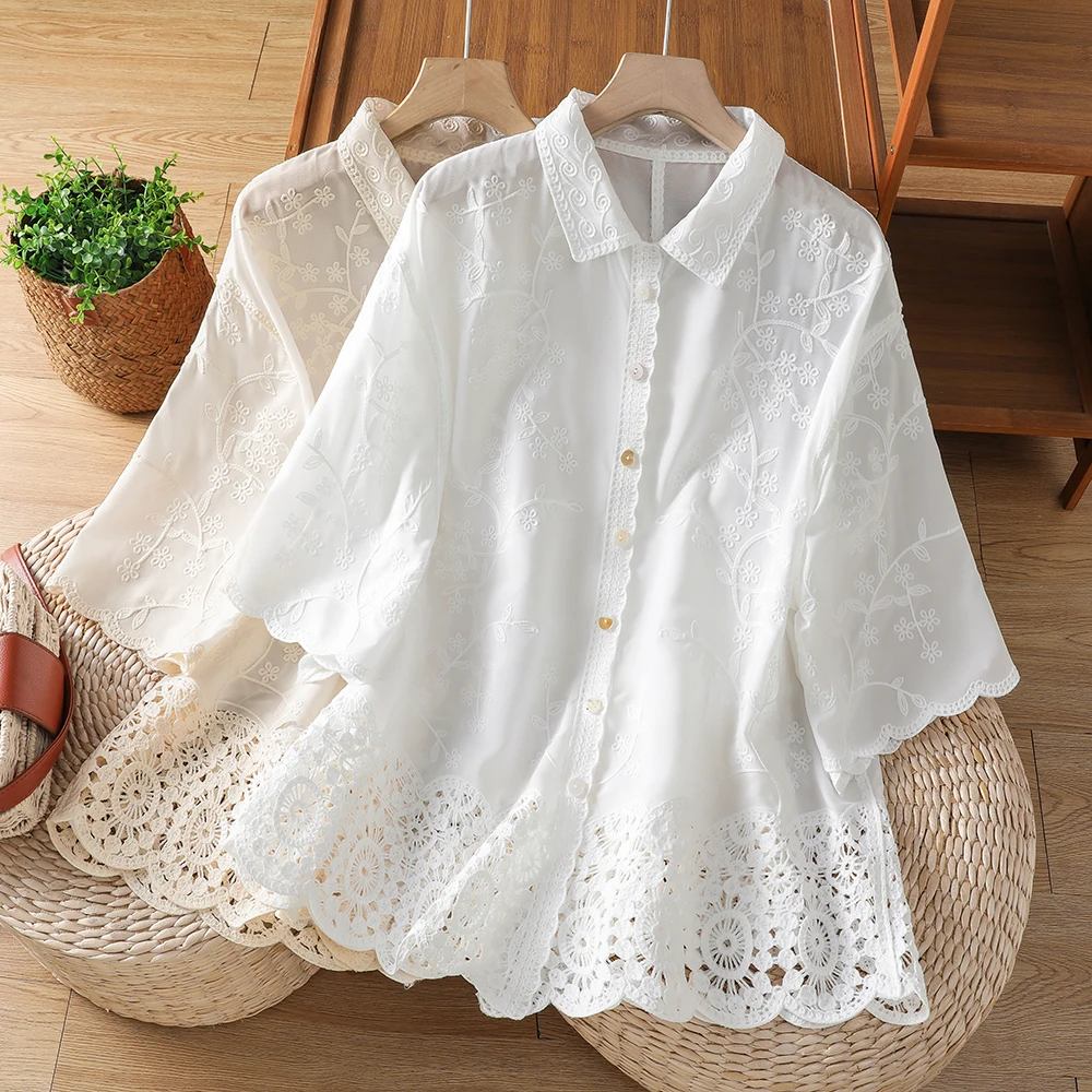 plus Size Women's Shirt Embroidered Lace Patchwork Summer New Style Commute Style Loose Fit Five Sleeve Button up Cardigan
plus Size Women's Shirt Embroidered Lace Patchwork Summer New Style Commute Style Loose Fit Five Sleeve Button up Cardigan