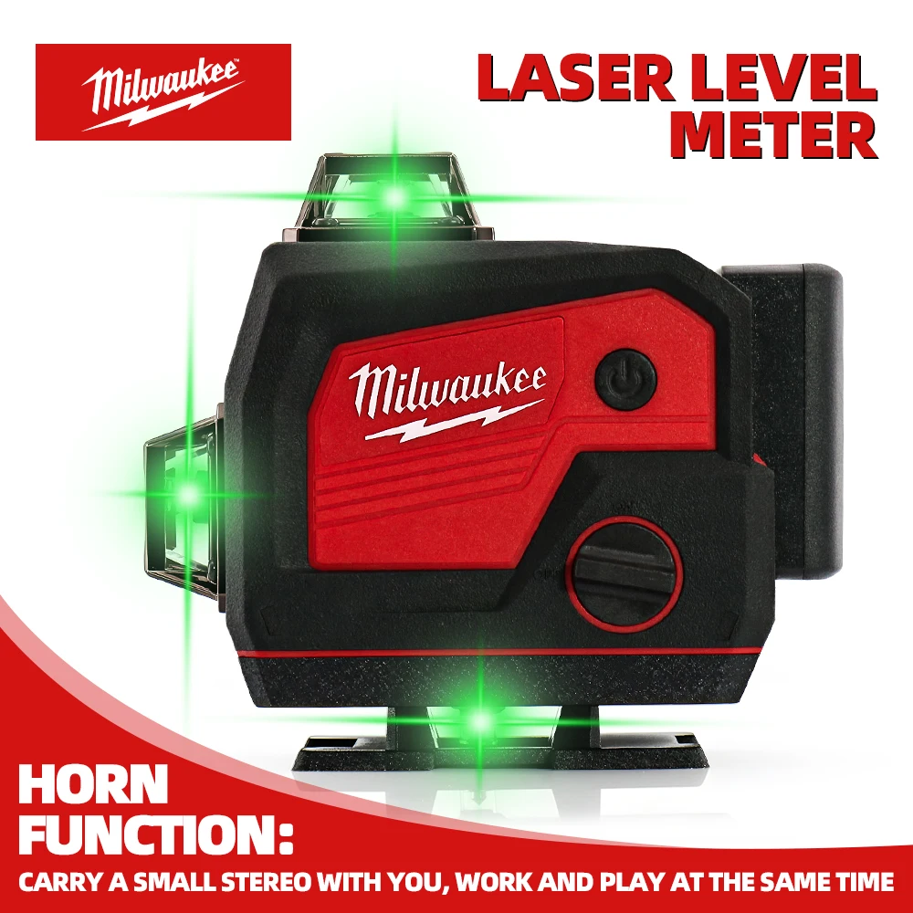 Milwaukee 16 Lines Laser Level Meter Horn Function 360° Vertical Horizontal Cross Super Powerful Green Beam Self-Leveling Tools
Milwaukee 16 Lines Laser Level Meter Horn Function 360° Vertical Horizontal Cross Super Powerful Green Beam Self-Leveling Tools