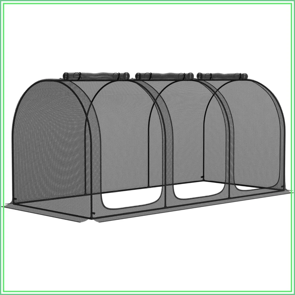 9x4ft Crop Cage Plant Protection Tent with 3 Zippered Doors, Steel Frame, Ground Stakes, Black
9x4ft Crop Cage Plant Protection Tent with 3 Zippered Doors, Steel Frame, Ground Stakes, Black