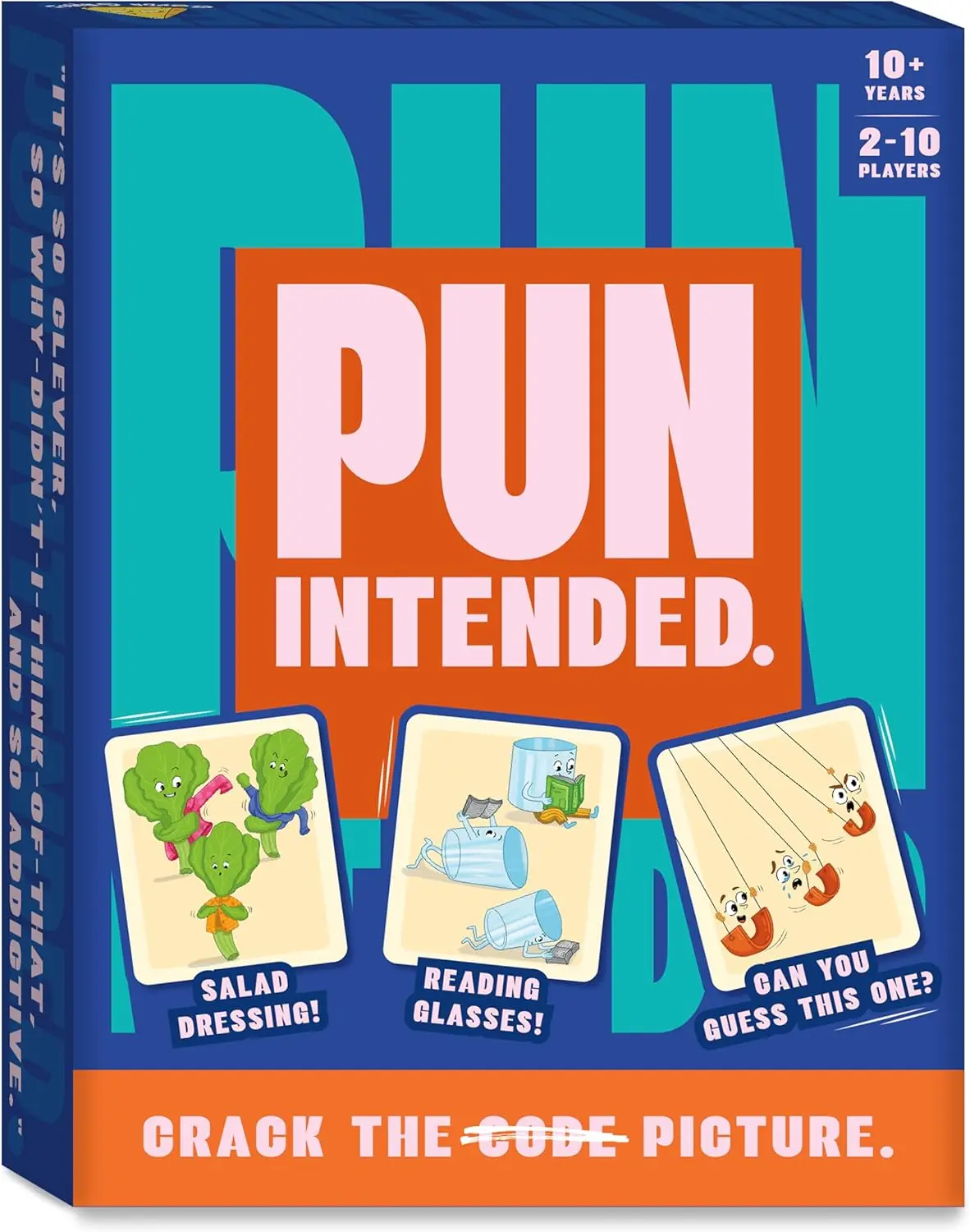 Hilarious Pun Guessing Card Game - Fast-Paced Wordplay Fun for Family & Adults, 2-10 Players, 200 Cards
Hilarious Pun Guessing Card Game - Fast-Paced Wordplay Fun for Family & Adults, 2-10 Players, 200 Cards