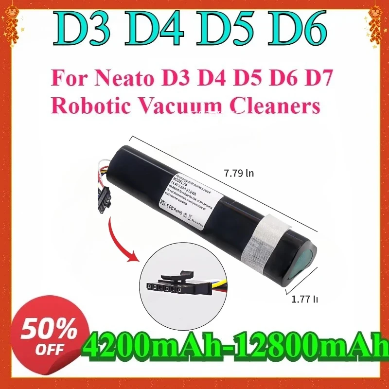 New For D3 D4 14.4V 4200mAh High quality Replacement Battery for Neato D3 D4 D5 D6 D7 Robotic Vacuum Cleaners
New For D3 D4 14.4V 4200mAh High quality Replacement Battery for Neato D3 D4 D5 D6 D7 Robotic Vacuum Cleaners