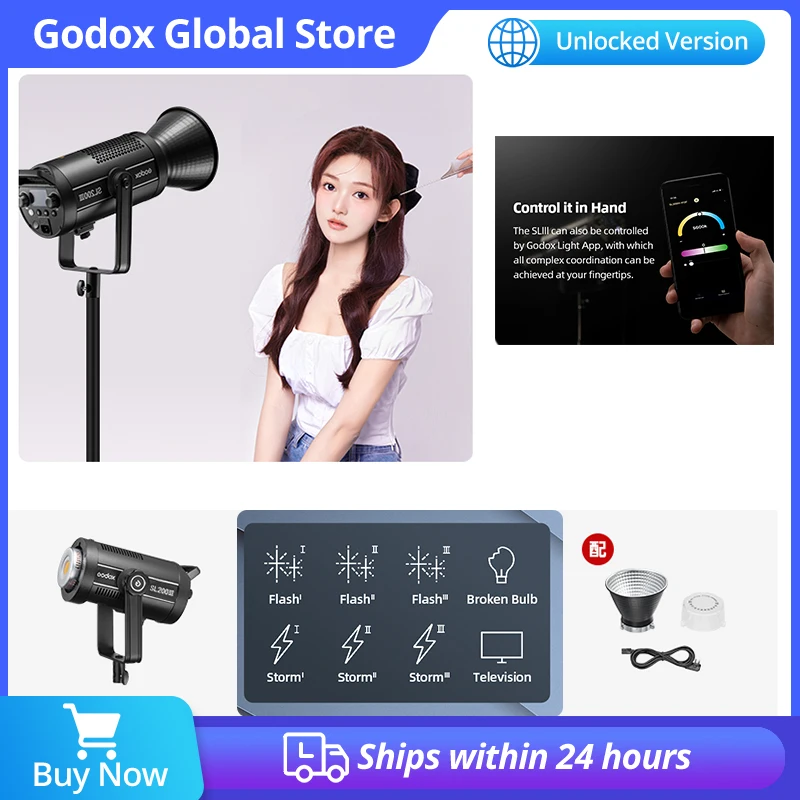 Godox SL200III SL-200W III LED Video Light 200W Bowens Mount Daylight Balanced 5600K 2.4G Wireless X System Control by Godox APP
Godox SL200III SL-200W III LED Video Light 200W Bowens Mount Daylight Balanced 5600K 2.4G Wireless X System Control by Godox APP