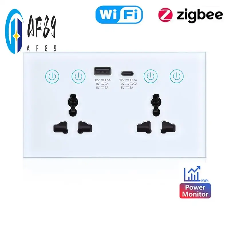 AF89-EU UK US Универсальная вилка Tuya Smart Socket Switch с USB и розеткой Type-C Smart Life
AF89-EU UK US Универсальная вилка Tuya Smart Socket Switch с USB и розеткой Type-C Smart Life