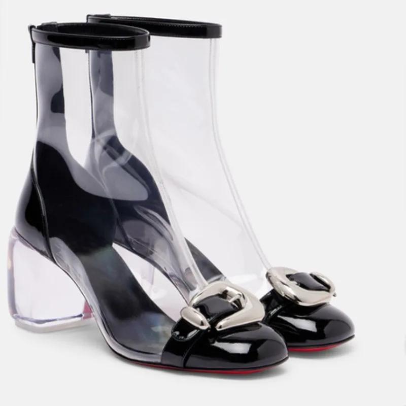 2026 Women's Transparent Thick High Heels with Zipper Short Boots, High Quality Leather Fashion Shoes from Europe and America
2026 Women's Transparent Thick High Heels with Zipper Short Boots, High Quality Leather Fashion Shoes from Europe and America