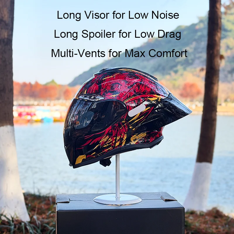 Мотошлем NBTK Phoenix Blaze Full Face: с удлиненным спойлером, расширенным визором, сертификация ECE и DOT, премиум-класс
Мотошлем NBTK Phoenix Blaze Full Face: с удлиненным спойлером, расширенным визором, сертификация ECE и DOT, премиум-класс