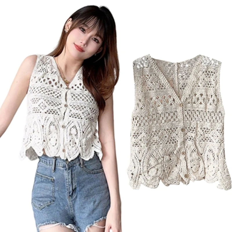 Fashionable Sleeveless Knitted Button Vest Hollow Top Perfect for Any Occasion P8DB
Fashionable Sleeveless Knitted Button Vest Hollow Top Perfect for Any Occasion P8DB