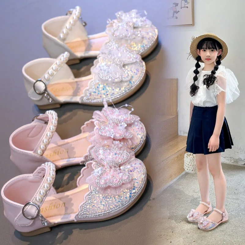 2025 New Style Girl's Baotou Sandals Summer Little Girl Crystal Shoes Butterfly Pearl Princess Shoes Performance Dance Shoes
2025 New Style Girl's Baotou Sandals Summer Little Girl Crystal Shoes Butterfly Pearl Princess Shoes Performance Dance Shoes
