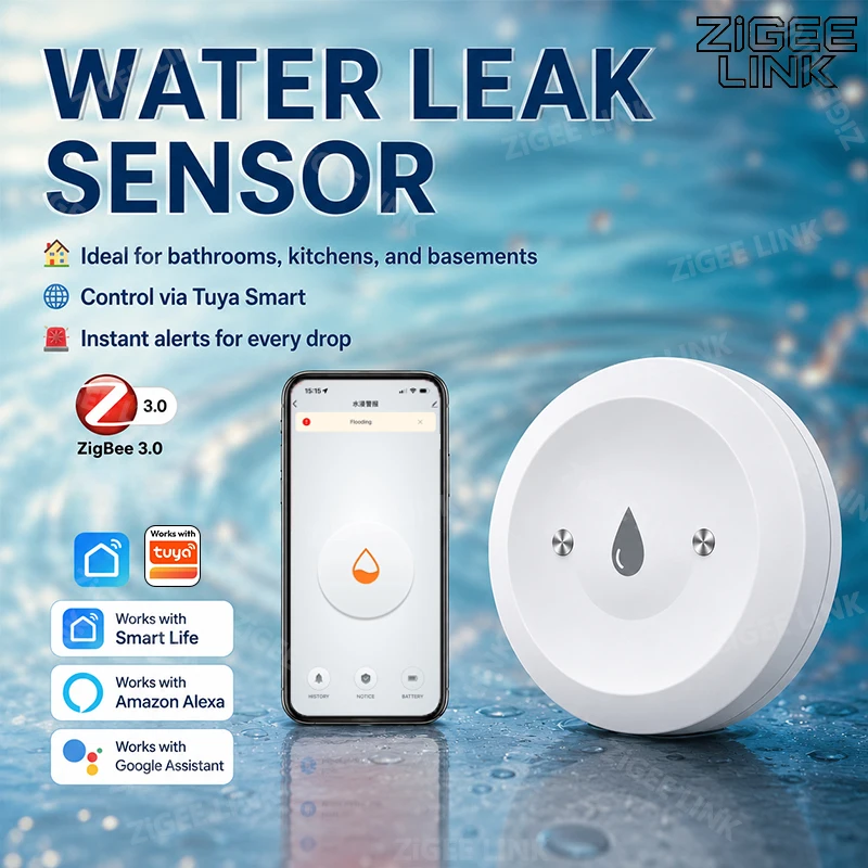 Zigbee Water Leak Sensor Flood Water Leakage Detector App Remote Monitoring Overflow Security Support Tuya Need Zigbee Gateway
Zigbee Water Leak Sensor Flood Water Leakage Detector App Remote Monitoring Overflow Security Support Tuya Need Zigbee Gateway