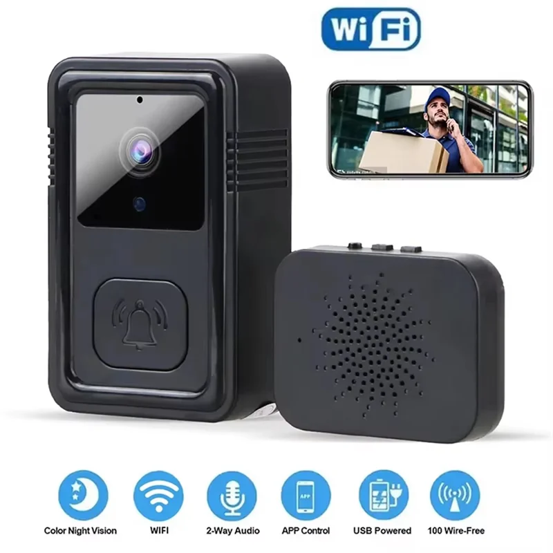 AA08-Wireless Wifi Doorbell Camera Video Two-Way Intercom Doorbell Smart Home Voice Change Doorbell Night Vision Camera
AA08-Wireless Wifi Doorbell Camera Video Two-Way Intercom Doorbell Smart Home Voice Change Doorbell Night Vision Camera