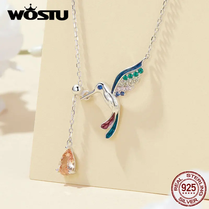 WOSTU Original 925 Sterling Silver Hummingbird Necklace Adjustable Chain for Women Fine Jewelry Anniversary Party Gift
WOSTU Original 925 Sterling Silver Hummingbird Necklace Adjustable Chain for Women Fine Jewelry Anniversary Party Gift