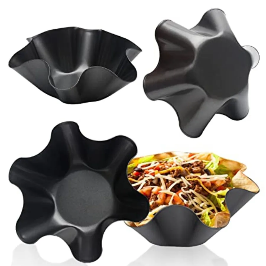 Non-Stick Fluted Tortilla Shell Maker Extra Thick Steel Taco Salad Bowl Pans, Non-Stick Carbon Steel, Set of 4 Tostada Bakers
Non-Stick Fluted Tortilla Shell Maker Extra Thick Steel Taco Salad Bowl Pans, Non-Stick Carbon Steel, Set of 4 Tostada Bakers