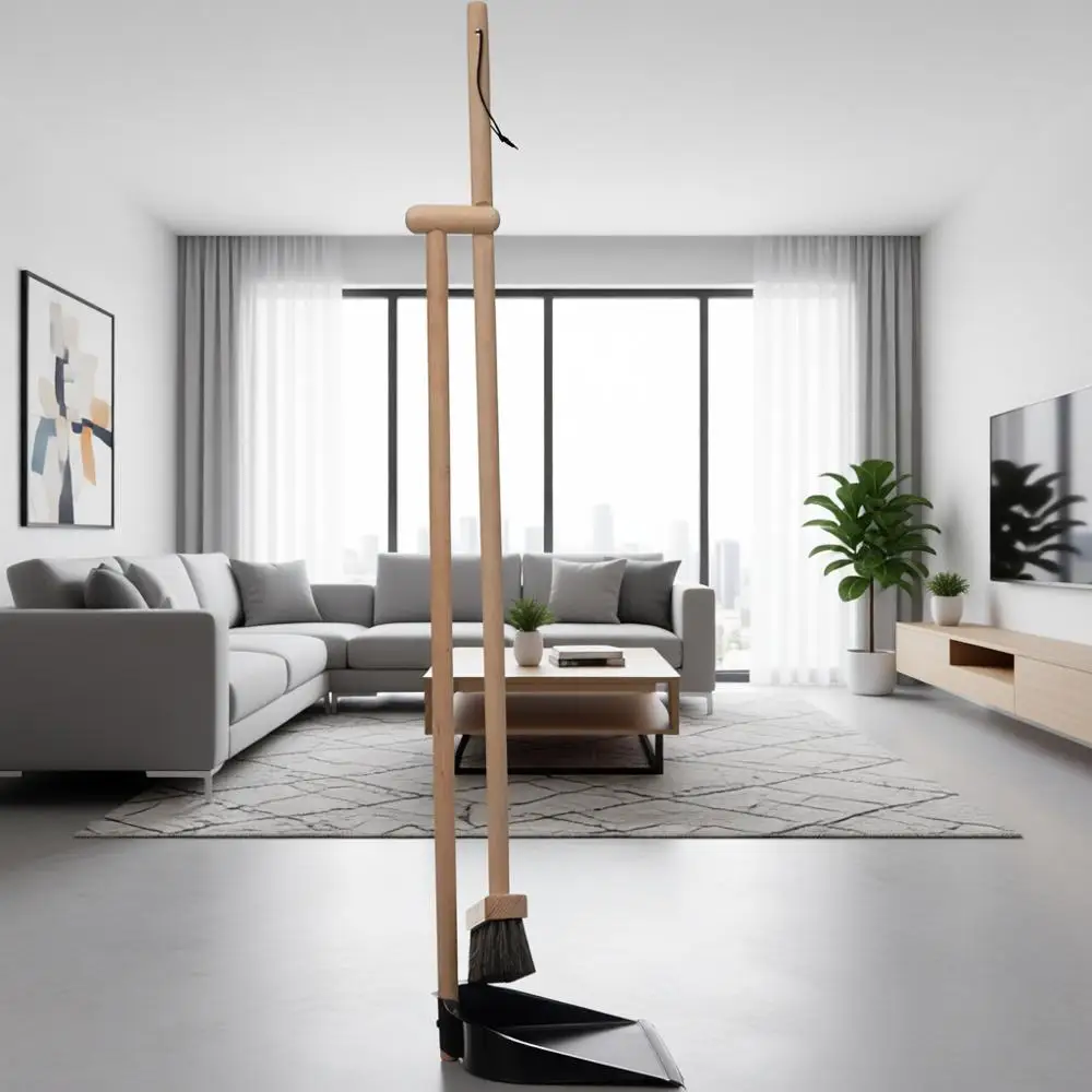 Деревянная метла и металлический совок для мусора, натуральный цвет и черный
Деревянная метла и металлический совок для мусора, натуральный цвет и черный