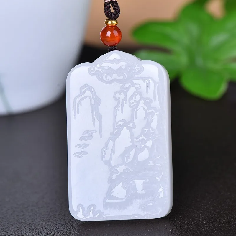 Natural Exquisite White Gold Silk Jade Landscape No Matter Brand Pendant
Natural Exquisite White Gold Silk Jade Landscape No Matter Brand Pendant