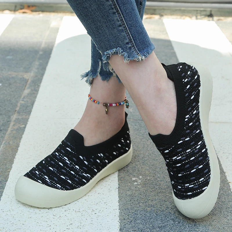 Women's Knit Slip On Walking Shoes, Breathable Mesh Casual Sneakers, Non-Slip Soft Sole Loafers with Toe Protection
Women's Knit Slip On Walking Shoes, Breathable Mesh Casual Sneakers, Non-Slip Soft Sole Loafers with Toe Protection