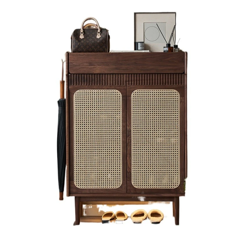 Rattan black walnut at the door of the home, simple and modern, large-capacity shoe rack outside the door, entrance cabinet
Rattan black walnut at the door of the home, simple and modern, large-capacity shoe rack outside the door, entrance cabinet
