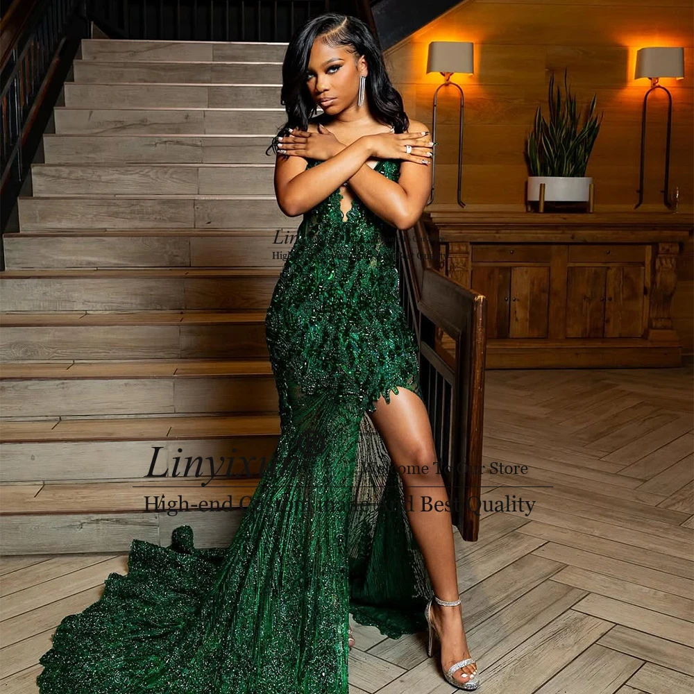 Sparkly Sequin Mermaid Prom Dresses for Women Side Slit Evening Party Gowns Sleeveless Court Train Cvestidos de galaustomized
Sparkly Sequin Mermaid Prom Dresses for Women Side Slit Evening Party Gowns Sleeveless Court Train Cvestidos de galaustomized