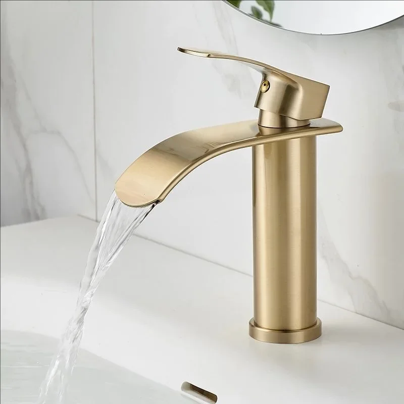 Brushed Gold Basin Faucets Waterfall Black Bathroom Faucet Single handle Basin Mixers Taps Tall Bath Faucet Sink Water Crane
Brushed Gold Basin Faucets Waterfall Black Bathroom Faucet Single handle Basin Mixers Taps Tall Bath Faucet Sink Water Crane
