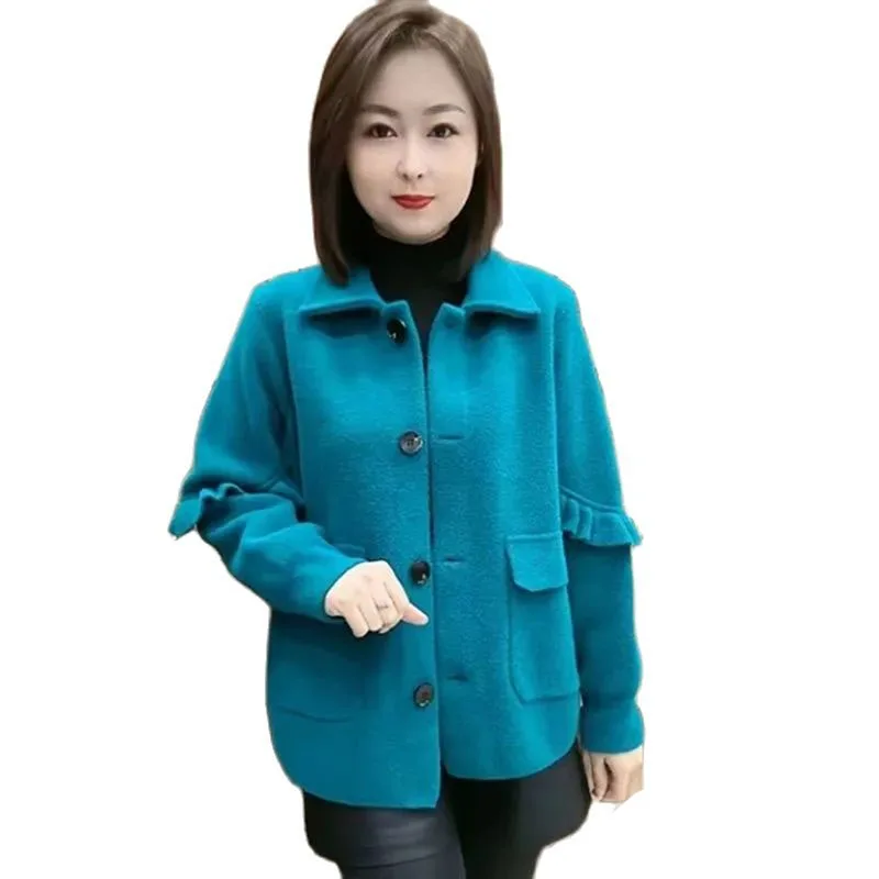 Imitation Double-Sided Woolen Coat Female 2023 New Autumn Winter Jacket Middle-Aged Elderly Women's Falbala Woolen Coats Tops
Imitation Double-Sided Woolen Coat Female 2023 New Autumn Winter Jacket Middle-Aged Elderly Women's Falbala Woolen Coats Tops