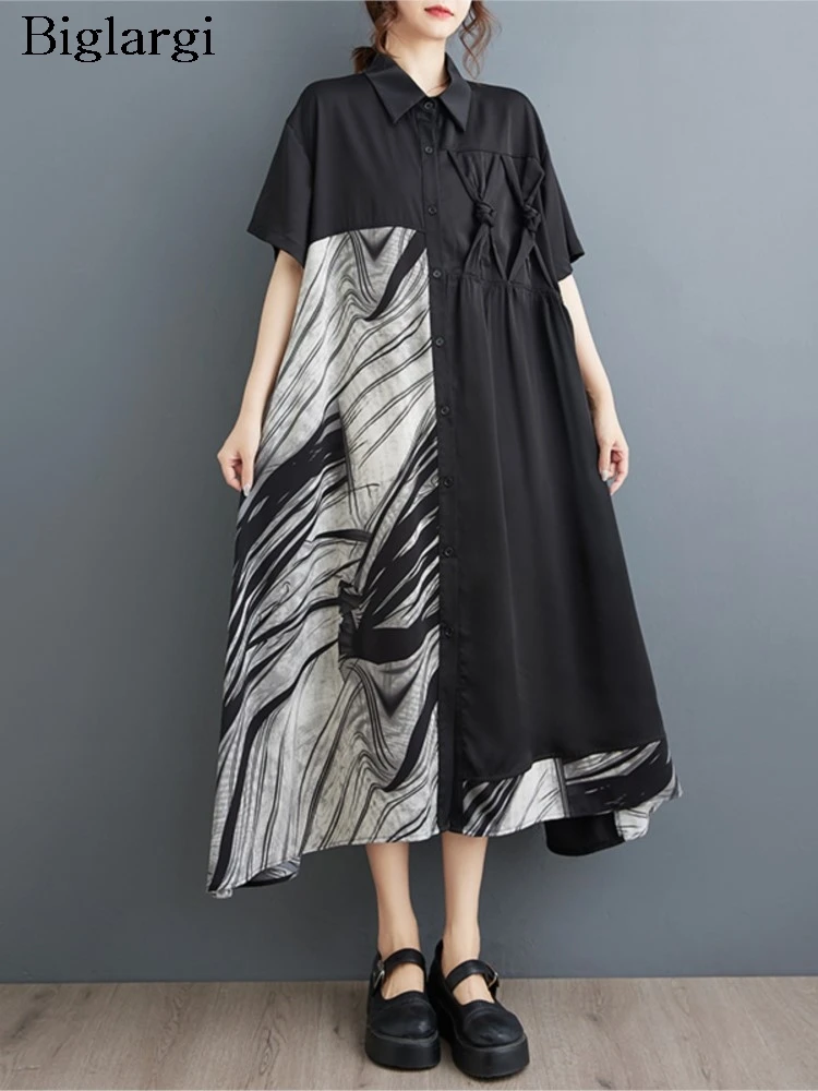 Oversized Summer Shirt Dress Women Irregular Graffiti Print Patchwork Fashion Ruffle Ladies Dresses Loose Pleated Woman Dress
Oversized Summer Shirt Dress Women Irregular Graffiti Print Patchwork Fashion Ruffle Ladies Dresses Loose Pleated Woman Dress