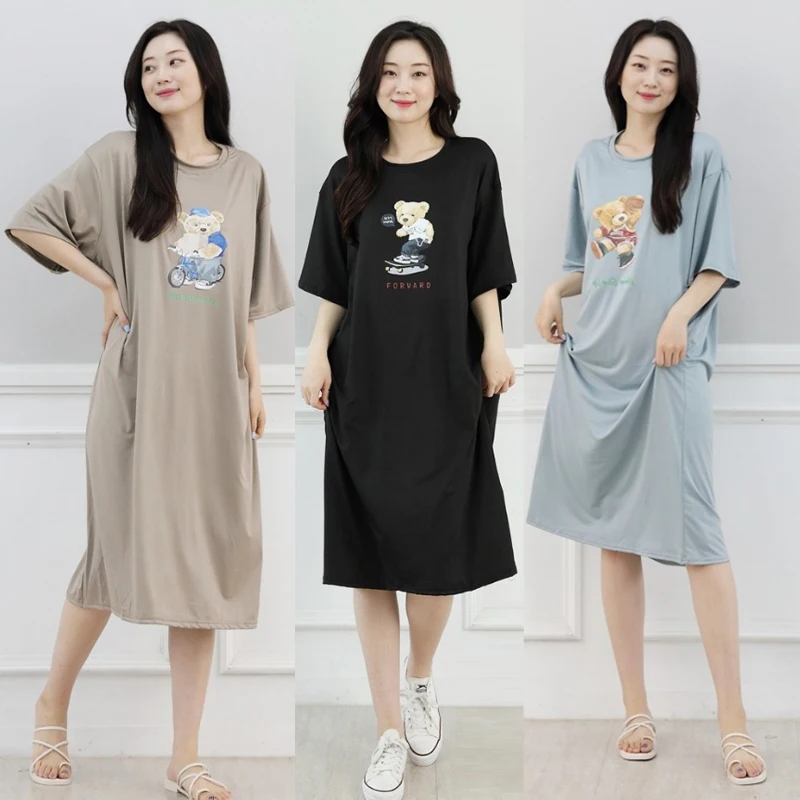 Пижамное платье, летнее свободное женское платье с мультяшным принтом медведя и короткими рукавами, студенческая домашняя ночная рубашка, романтическая женская длинная юбка
Пижамное платье, летнее свободное женское платье с мультяшным принтом медведя и короткими рукавами, студенческая домашняя ночная рубашка, романтическая женская длинная юбка