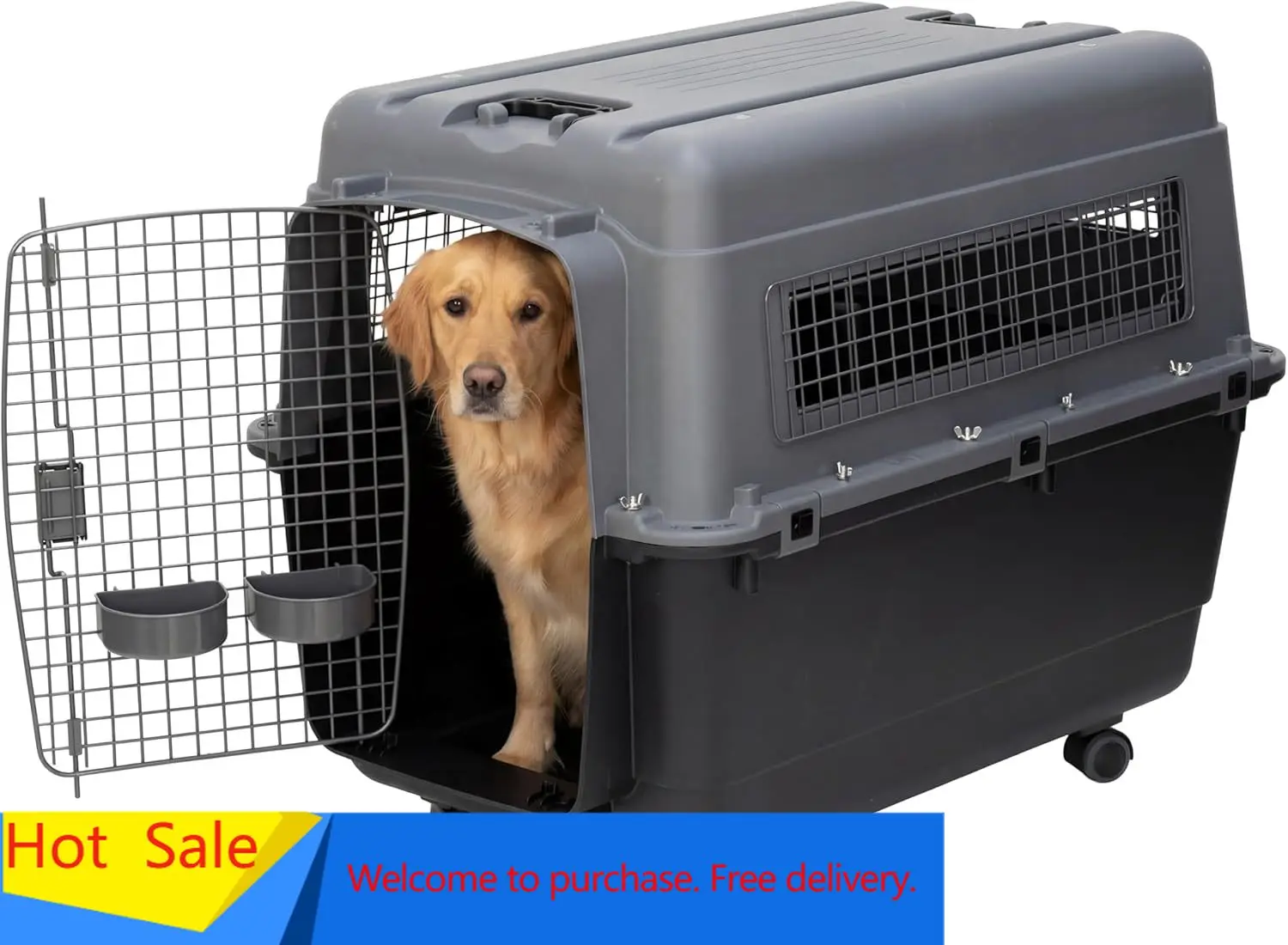 SportPet Airline Compliant X-LARGE 32.25" Travel Dog Kennel-Durable Plastic Airline Pet Carrier w/Removable Wheels & Food Bowls,
SportPet Airline Compliant X-LARGE 32.25" Travel Dog Kennel-Durable Plastic Airline Pet Carrier w/Removable Wheels & Food Bowls,