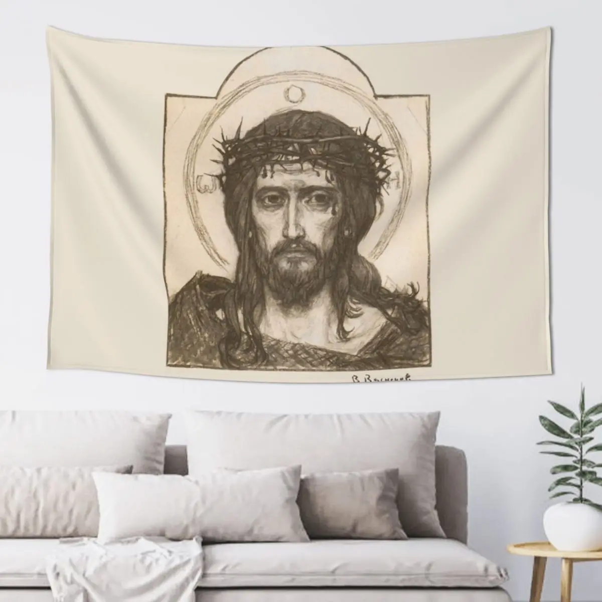 Victor Vasnetsov Jesus Christ Savior in the crown of thorns drawing sepia Original Fine Arts Hd High Quality Tapestry
Victor Vasnetsov Jesus Christ Savior in the crown of thorns drawing sepia Original Fine Arts Hd High Quality Tapestry