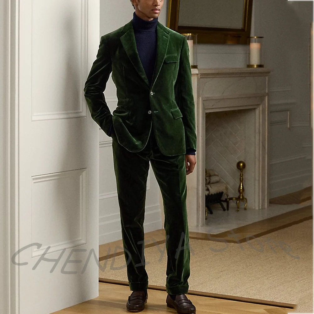 Green Velvet Men Suit Slim Elegant Male Clothing Outfit Customized Single Breasted Peak Lapel Wedding Groom 2 Piece Blazer Set
Green Velvet Men Suit Slim Elegant Male Clothing Outfit Customized Single Breasted Peak Lapel Wedding Groom 2 Piece Blazer Set