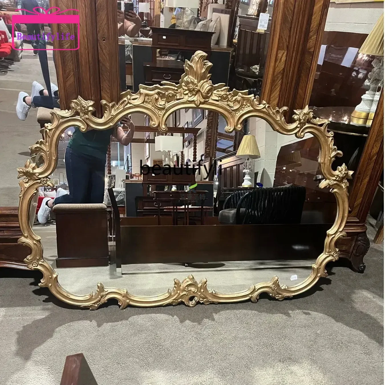 YL French retro bathroom mirror wall-mounted carved mirror American washstand, European fireplace decorative mirror
YL French retro bathroom mirror wall-mounted carved mirror American washstand, European fireplace decorative mirror