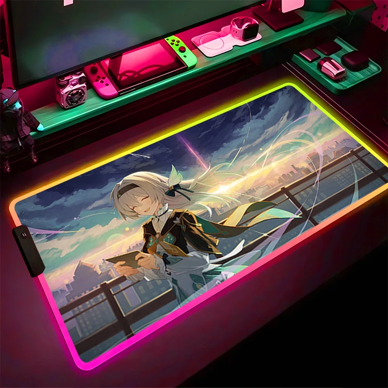 RGB LED Mouse Pad HD Keyboard Pad Non-Slip Anime Tablet Pad PC Accessories H-honkai Star Rail Firefly Mousepad Gaming Desk Mat
RGB LED Mouse Pad HD Keyboard Pad Non-Slip Anime Tablet Pad PC Accessories H-honkai Star Rail Firefly Mousepad Gaming Desk Mat
