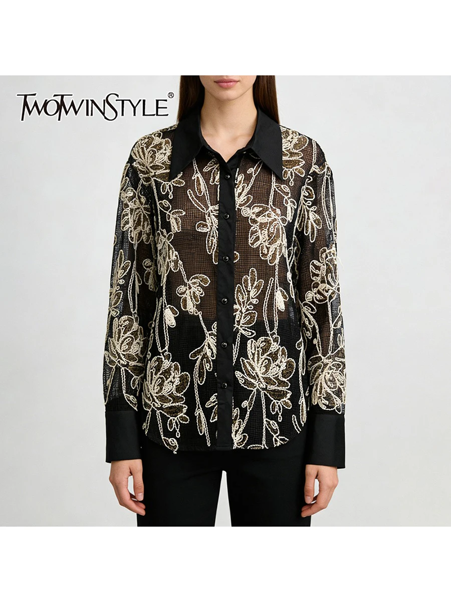 TWOTWINSTYLE, свободные модные рубашки с вышивкой для женщин, лоскутная рубашка с длинными рукавами и блестками, женская новинка
TWOTWINSTYLE, свободные модные рубашки с вышивкой для женщин, лоскутная рубашка с длинными рукавами и блестками, женская новинка