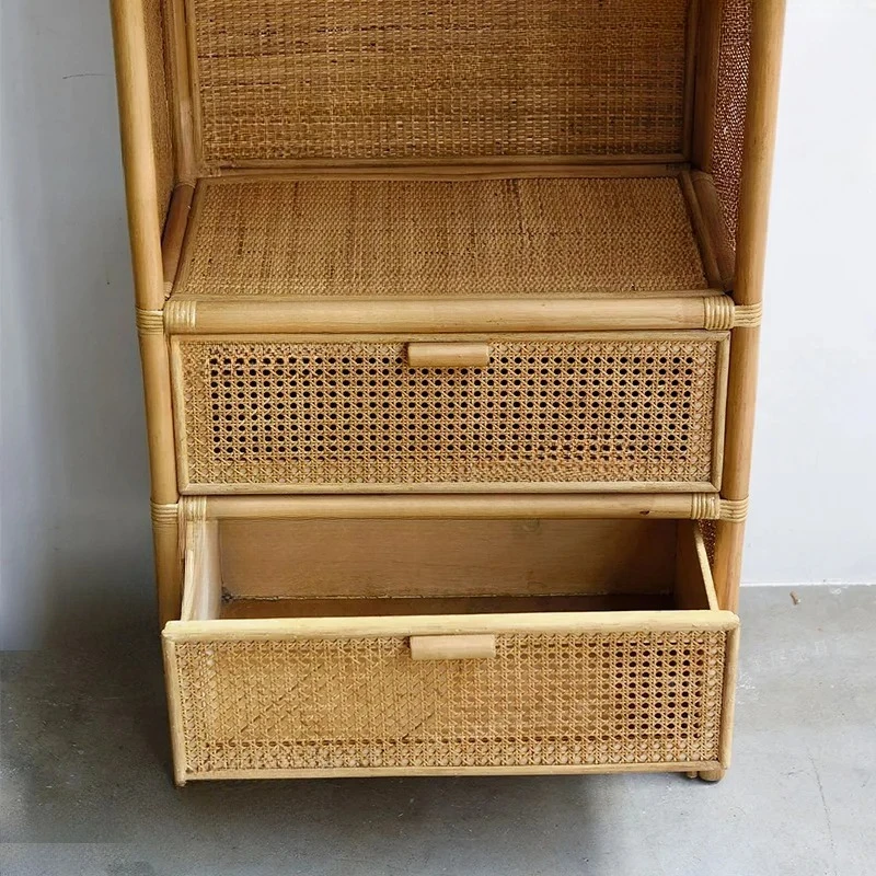 Rattan bookshelf handmade simple drawer storage rack rattan weaving
Rattan bookshelf handmade simple drawer storage rack rattan weaving