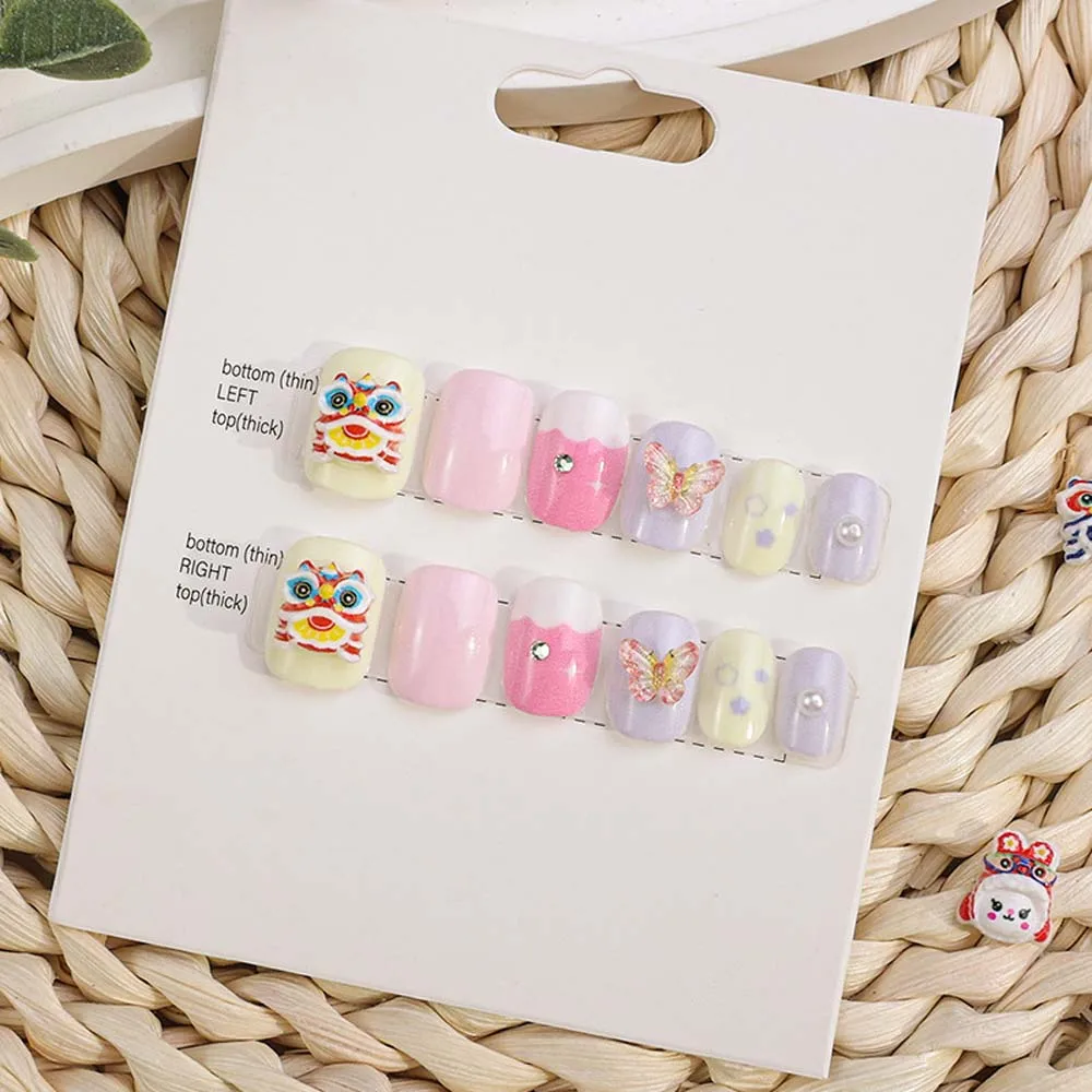 12Pcs/set Lion Dance Children New Year False Nails Red Pink Color Full Cover Nail Art Tips Cartoon Fake Nails Chinese New Year
12Pcs/set Lion Dance Children New Year False Nails Red Pink Color Full Cover Nail Art Tips Cartoon Fake Nails Chinese New Year