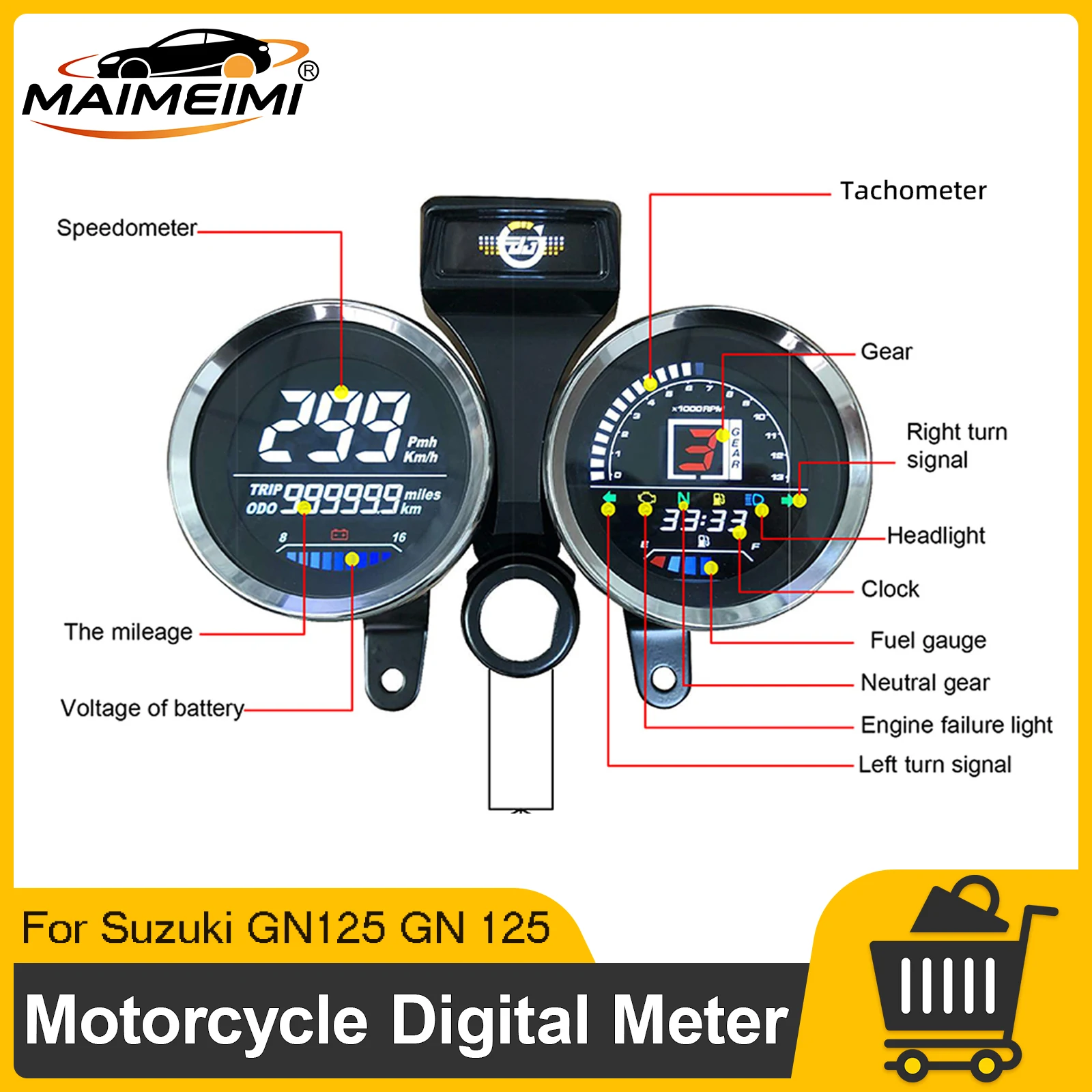 LCD Dashboard Universal Digital Speedometer Cylinders Gear Odometer Tachometer/Trip /Voltage/fuel Meter for Suzuki GN125 GN 125
LCD Dashboard Universal Digital Speedometer Cylinders Gear Odometer Tachometer/Trip /Voltage/fuel Meter for Suzuki GN125 GN 125