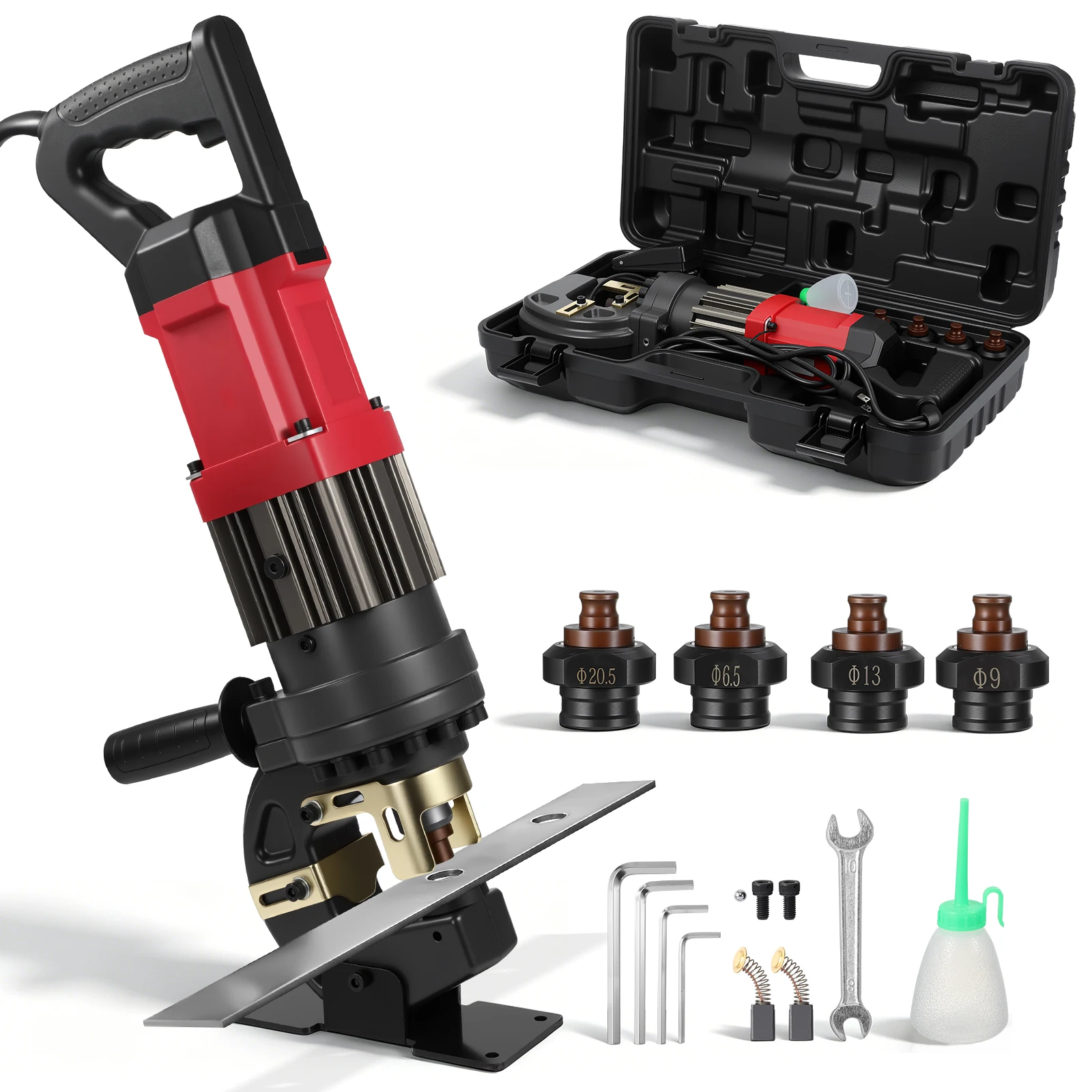 Hydraulic Hole Puncher, 22T Heavy Duty Hydraulic Hole Punch for Metal, Portable Punching Machine with 5 Dies- Precise Drilling for Plate Angle iron, MHP-20
Hydraulic Hole Puncher, 22T Heavy Duty Hydraulic Hole Punch for Metal, Portable Punching Machine with 5 Dies- Precise Drilling for Plate Angle iron, MHP-20