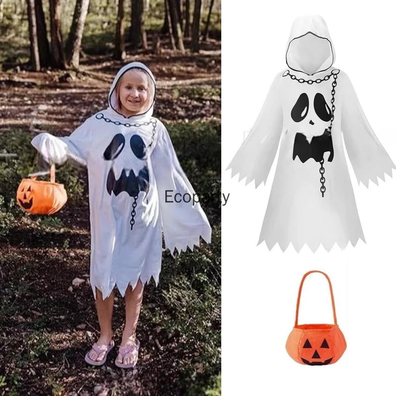 Детский костюм на Хэллоуин для мальчиков и девочек, милый белый призрак, косплей, халат с капюшоном и тыквой, детское праздничное платье на День мертвых
Детский костюм на Хэллоуин для мальчиков и девочек, милый белый призрак, косплей, халат с капюшоном и тыквой, детское праздничное платье на День мертвых