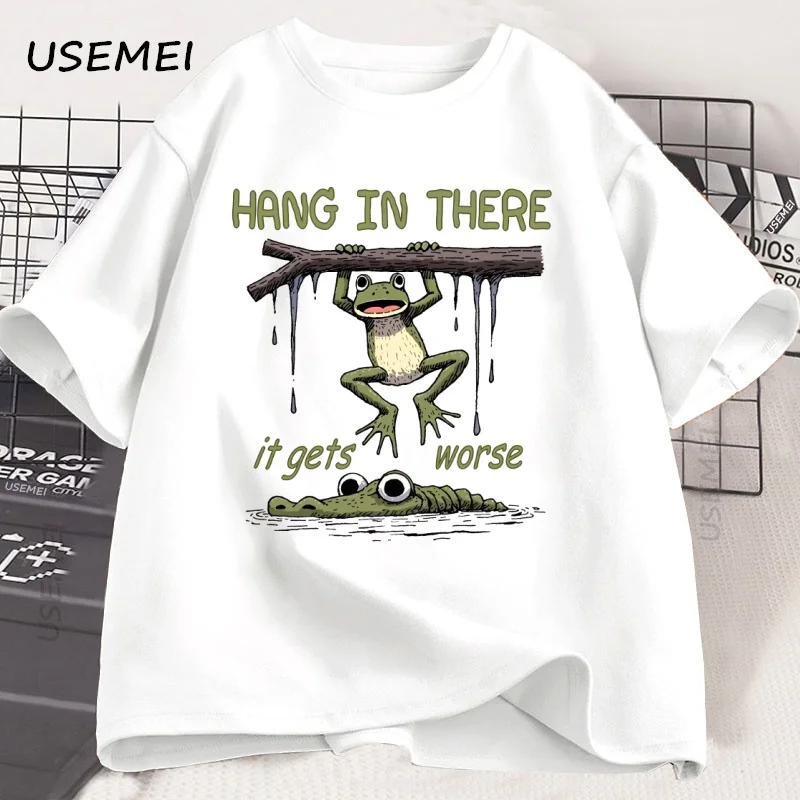 Hang in There It Gets Worse T-shirt Y2k Funny Sarcastic Frog Tshirt Humor Cartoon Mental Health T Shirt Cotton Tees Men Women
Hang in There It Gets Worse T-shirt Y2k Funny Sarcastic Frog Tshirt Humor Cartoon Mental Health T Shirt Cotton Tees Men Women