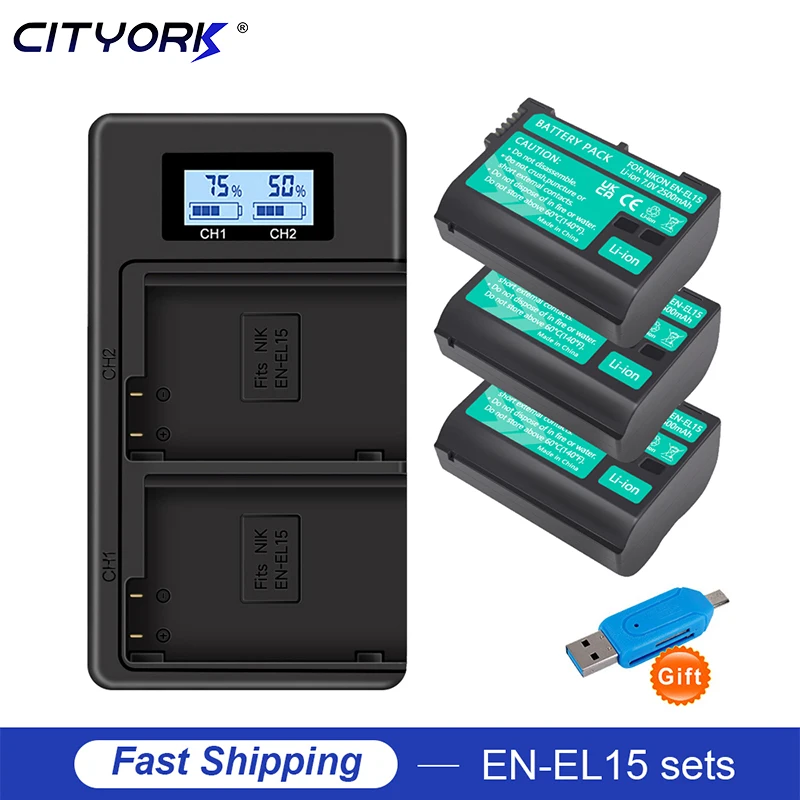 CITYORK EN-EL15 EN EL15 ENEL15 EL15A Battery for Nikon D600 D610 D600E D800 D800E D810 D7000 D7100 d750 V1+LCD Dual USB Charger
CITYORK EN-EL15 EN EL15 ENEL15 EL15A Battery for Nikon D600 D610 D600E D800 D800E D810 D7000 D7100 d750 V1+LCD Dual USB Charger