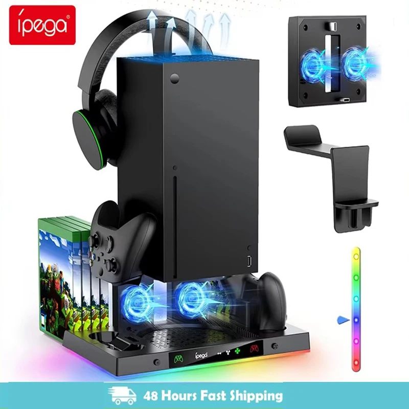 Зарядная док-станция Ipega для Xbox серии X RGB, охлаждающая база с вентилятором, игровой контроллер с ручкой типа C, зарядное устройство с подставкой для наушников
Зарядная док-станция Ipega для Xbox серии X RGB, охлаждающая база с вентилятором, игровой контроллер с ручкой типа C, зарядное устройство с подставкой для наушников