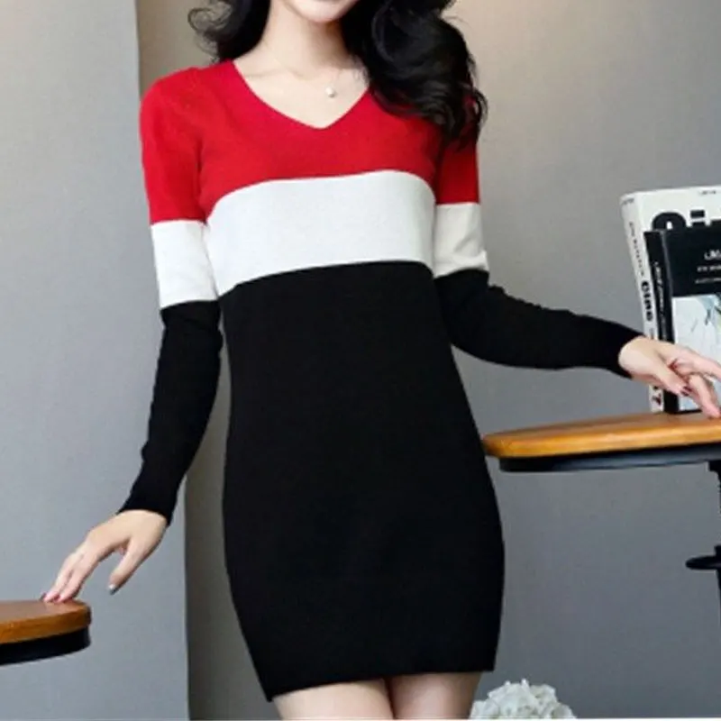 Vintage Striped Round Neck Mini Dress Autumn Winter Bag Hip Slim Elegant Women's Clothing Patchwork Long Sleeve Knitted Dresses
Vintage Striped Round Neck Mini Dress Autumn Winter Bag Hip Slim Elegant Women's Clothing Patchwork Long Sleeve Knitted Dresses