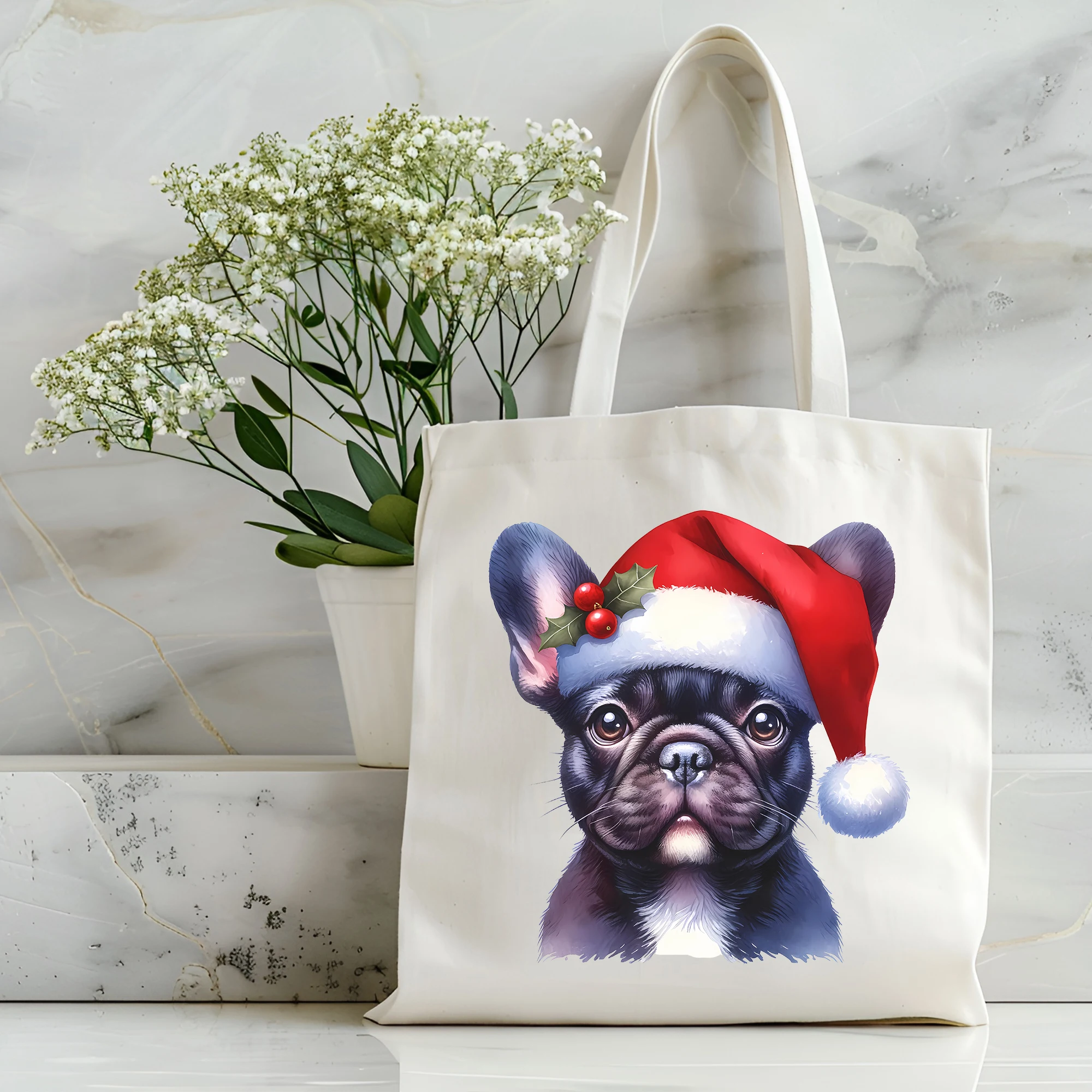 Red Christmas hat, women's canvas shoulder bag, fun animal Harajuku shoppers can reuse women's cotton tote bag
Red Christmas hat, women's canvas shoulder bag, fun animal Harajuku shoppers can reuse women's cotton tote bag