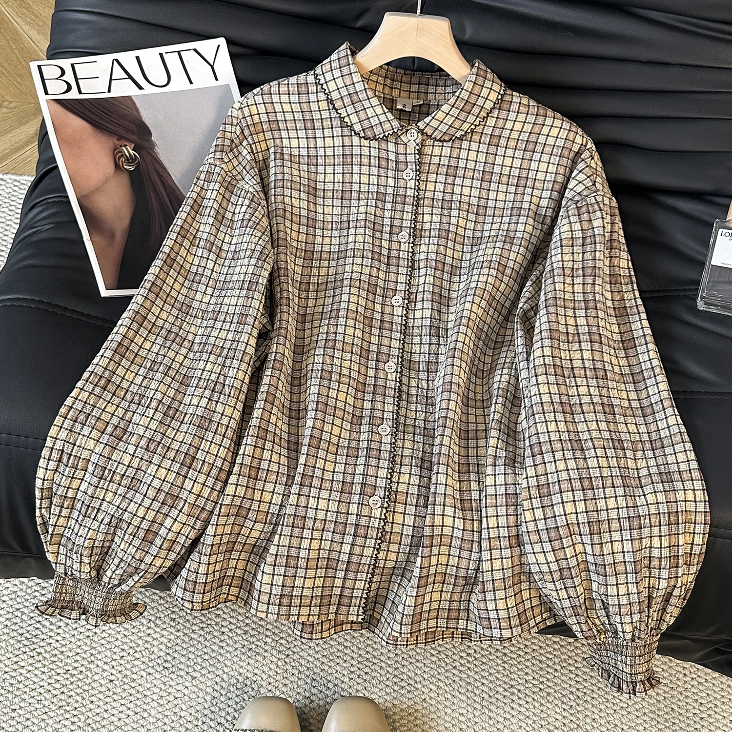 Artistic Long Sve Color Woven irt Women's Spring New Doll Collar Plaid irt Open Cardigan Single Button Loose Fit Breat...
Artistic Long Sve Color Woven irt Women's Spring New Doll Collar Plaid irt Open Cardigan Single Button Loose Fit Breat...
