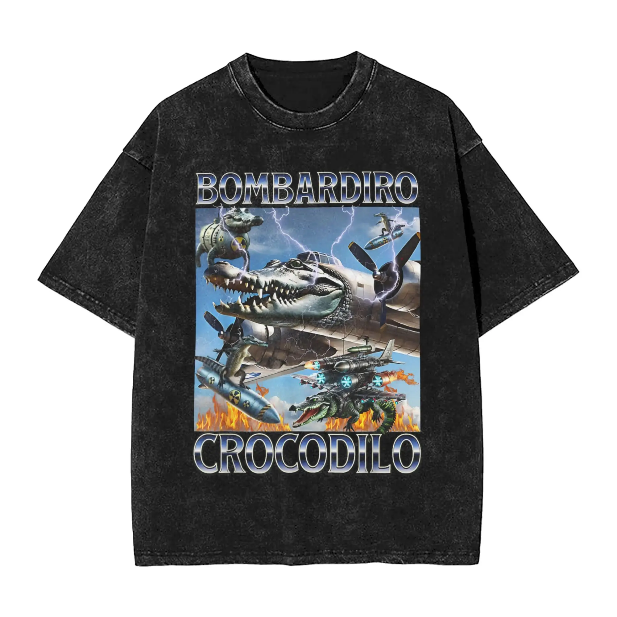 Bombardiro Crocodilo, итальянская мытая футболка Brainrot Meme, забавный графический наряд в стиле Харадзюку, новинка, модная футболка с короткими рукавами и надписью
Bombardiro Crocodilo, итальянская мытая футболка Brainrot Meme, забавный графический наряд в стиле Харадзюку, новинка, модная футболка с короткими рукавами и надписью