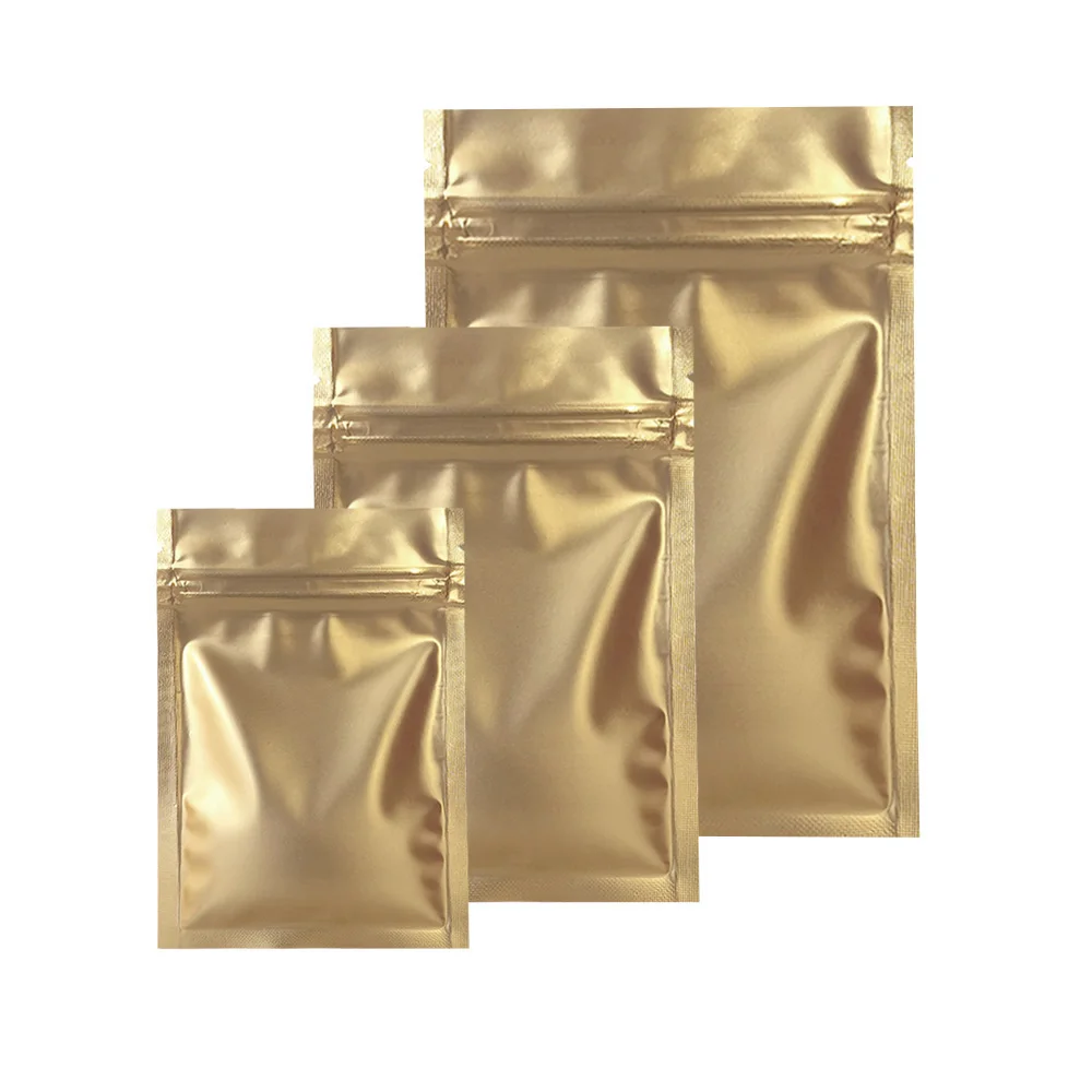 Matte Gold Heat Sealable Ziplock Aluminum Foil Pouch Grip Self Sealing Frosted Surface Food Tea Cosmetic Package Foil Bags
Matte Gold Heat Sealable Ziplock Aluminum Foil Pouch Grip Self Sealing Frosted Surface Food Tea Cosmetic Package Foil Bags