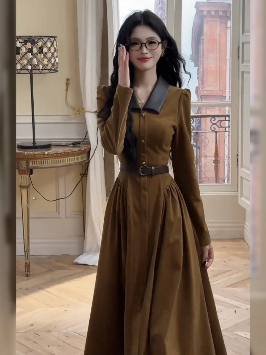 Ele Vintage Velvet Dr Women's High Waist Slim Fit Long Skirt French Sle Casual Long Sve Turn-down Collar Gown
Ele Vintage Velvet Dr Women's High Waist Slim Fit Long Skirt French Sle Casual Long Sve Turn-down Collar Gown