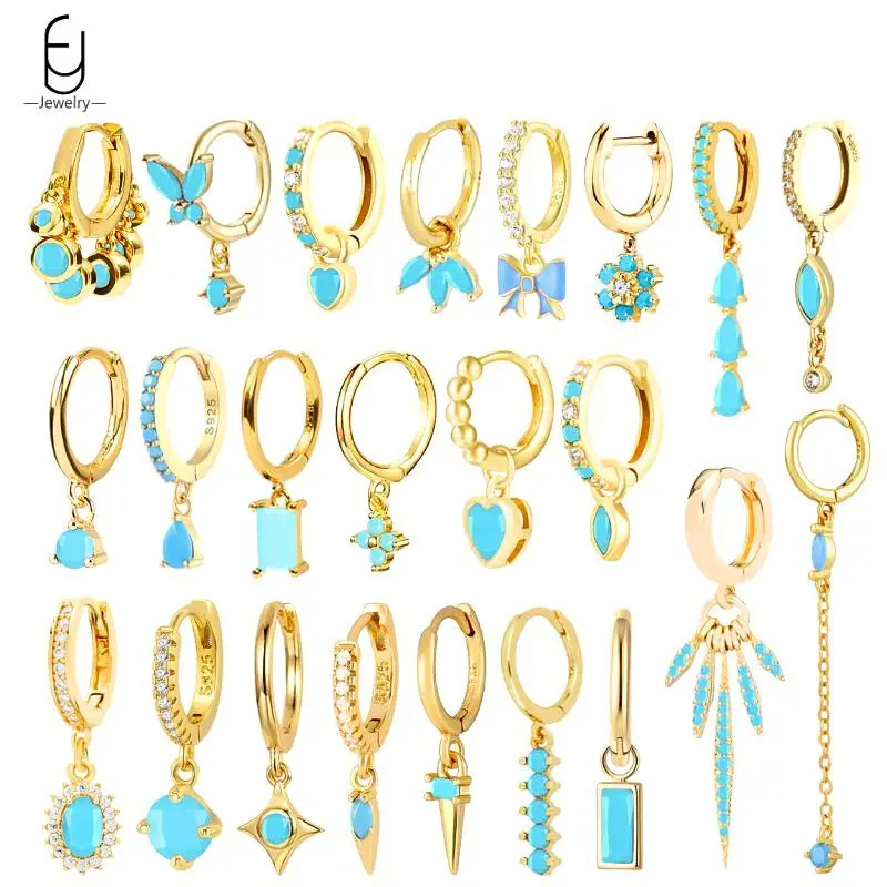 925 Sterling Silver Ear Needle Turquoise Hoop Earrings For Women Fashion Blue Zircon Heart Pendant Earrings Luxury Jewelry Gift
925 Sterling Silver Ear Needle Turquoise Hoop Earrings For Women Fashion Blue Zircon Heart Pendant Earrings Luxury Jewelry Gift