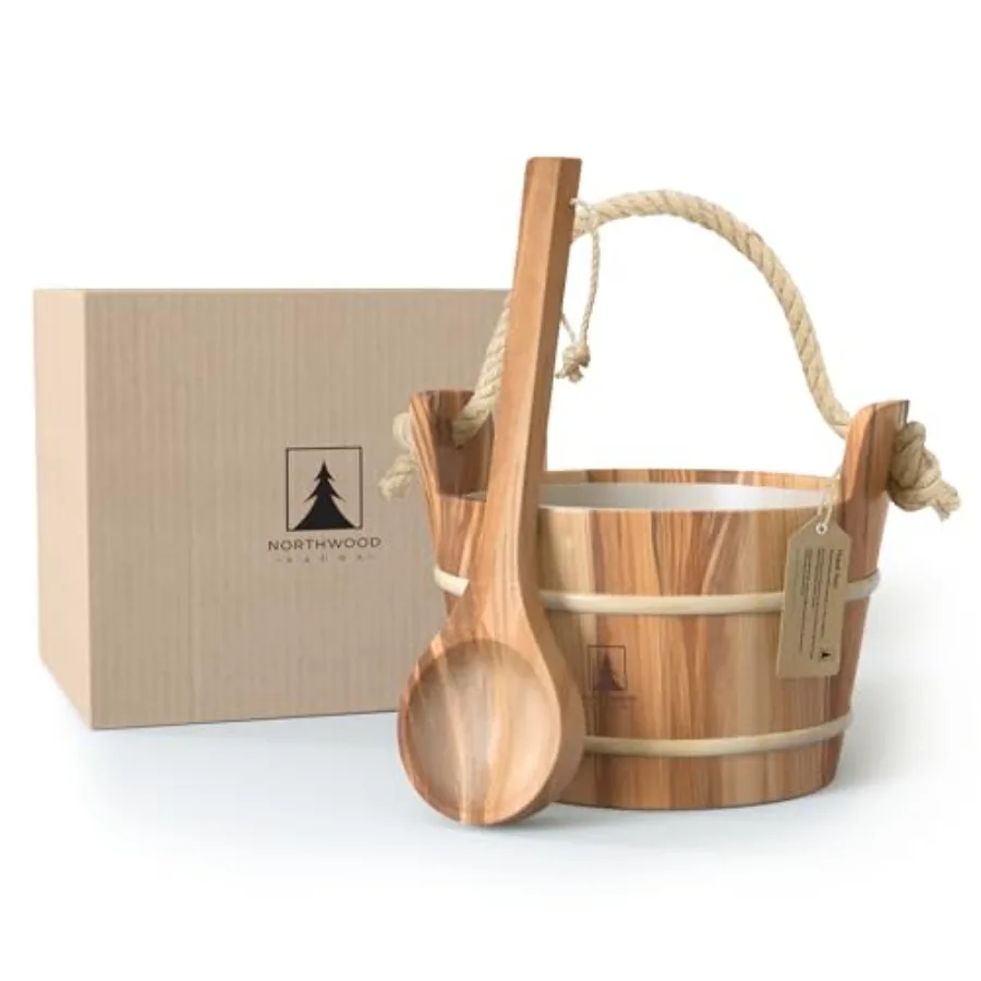 Sauna Bucket and Ladle Set - Handmade from Canadian Red Cedar Wood - Natural Rope Handle - 1 Gallon 4 Liters Water Capacity
Sauna Bucket and Ladle Set - Handmade from Canadian Red Cedar Wood - Natural Rope Handle - 1 Gallon 4 Liters Water Capacity